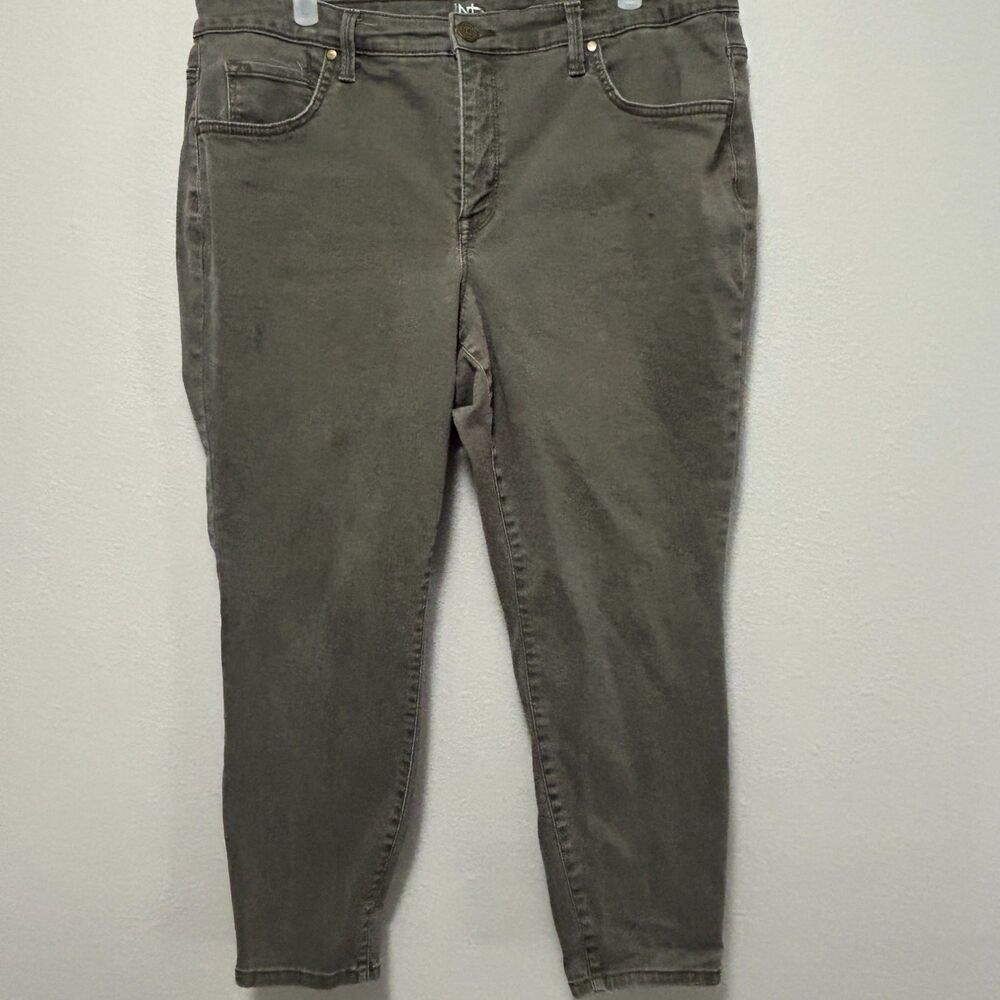 New Directions Curvy Skinny Jeans Women Size 16W Olive Green Stretch Denim